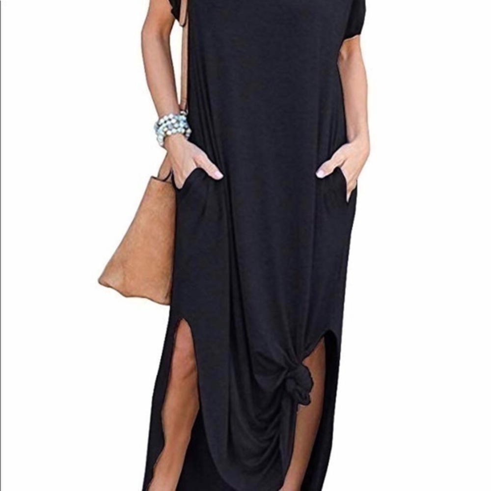 Maxi Dress NWT Long Black Maxi Dress Pockets Large